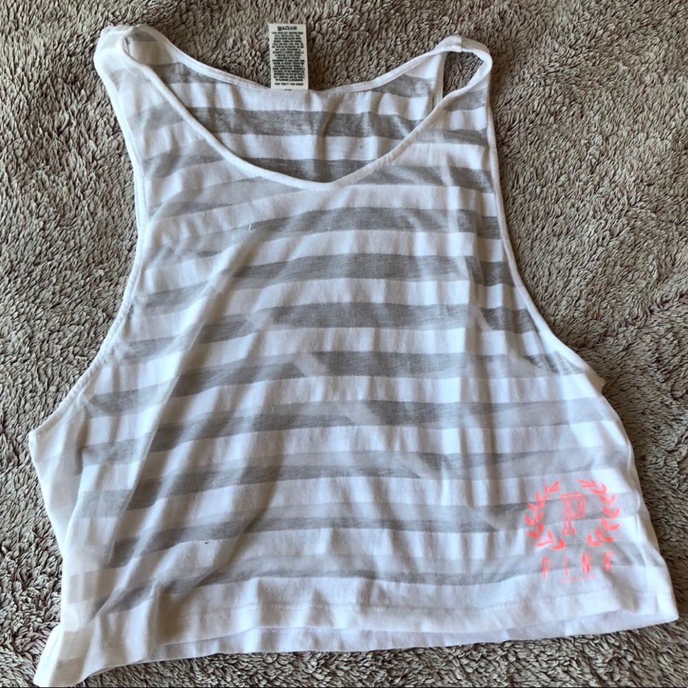 PINK WHITE SHEER CROP TOP